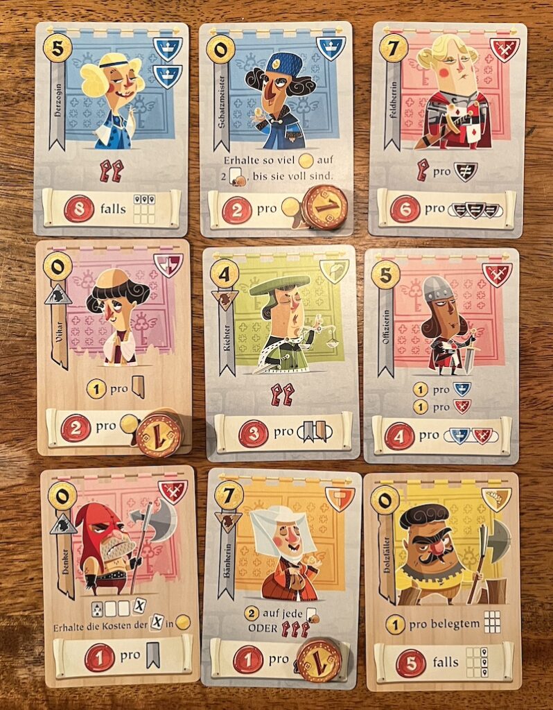 Beispiel eines fertigen 3x3 Rasters in Castle Combo.