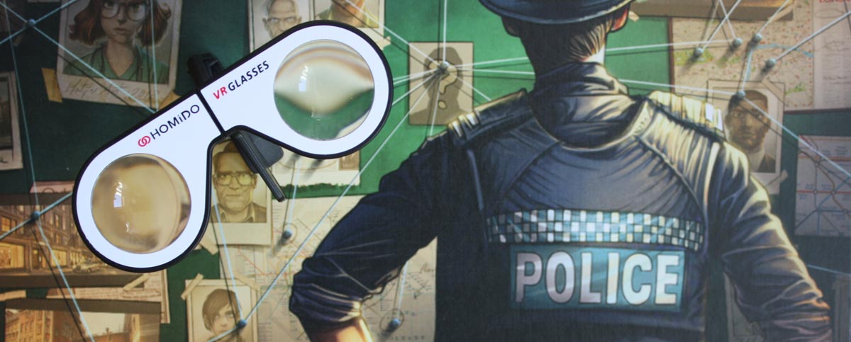 VR-Brille zu Chronicals of Crime von Corax Games.