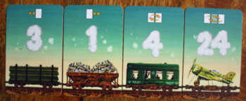 Vier Aktionsmöglichkeiten in Game of Trains.