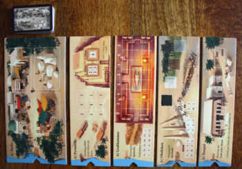 Die 5 Orte im Brettspiel Imhotep.